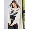 French Style Knitwear with Striped PatchworkElegant Women's Top