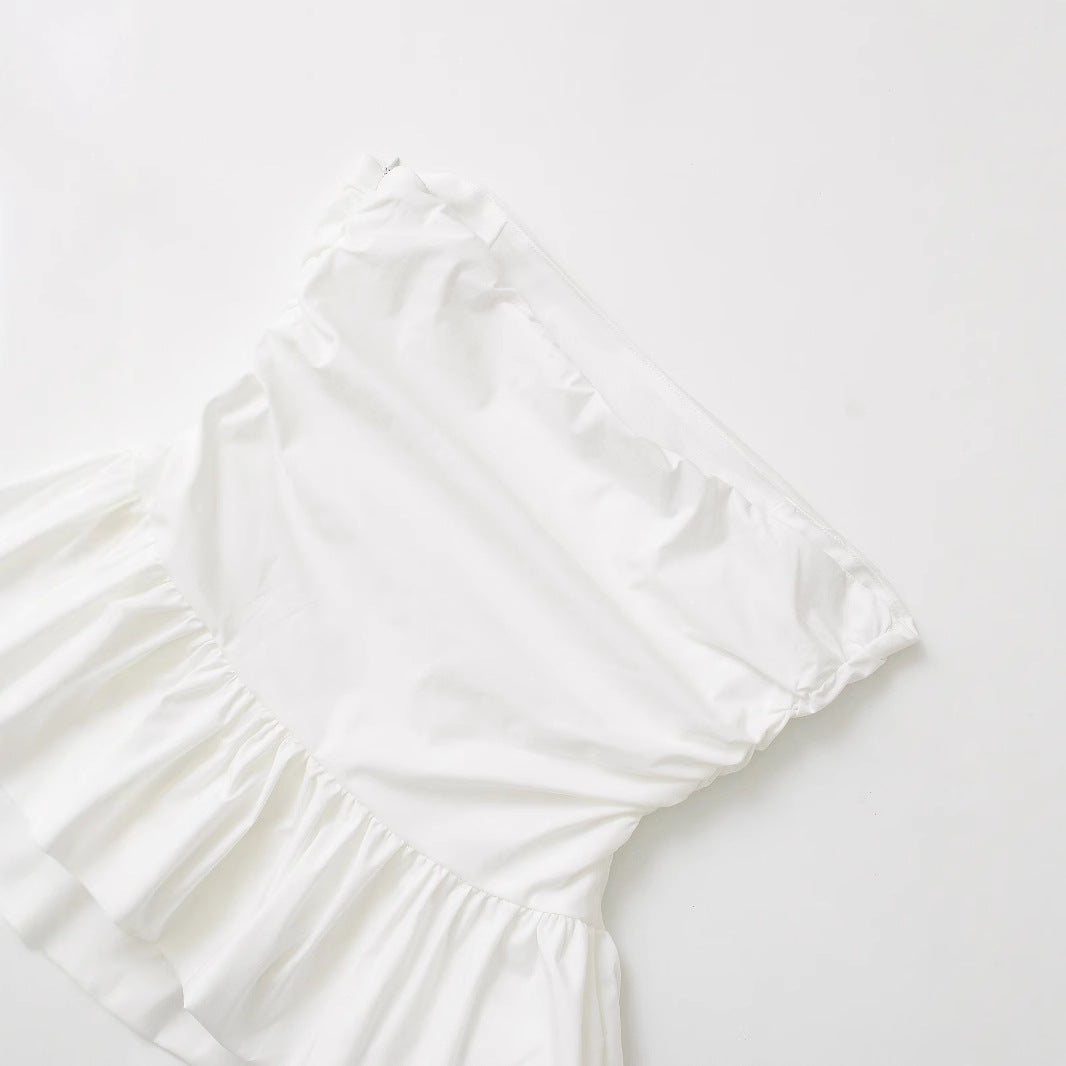 European and American Style Solid Color Dress with Sexy Halter Neckline, Off-Shoulder Long Sleeve Casual Slit Elegant Dress