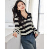 Academy Style Turn-Down Collar Knit Sweater for Women, Autumn/Winter Innerwear, Vintage Polo Shirt Top